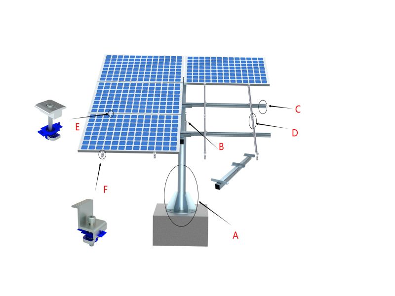 Sistema de montagem no solo de polo único solar