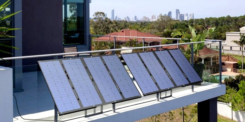 varanda montada com kits solares fáceis